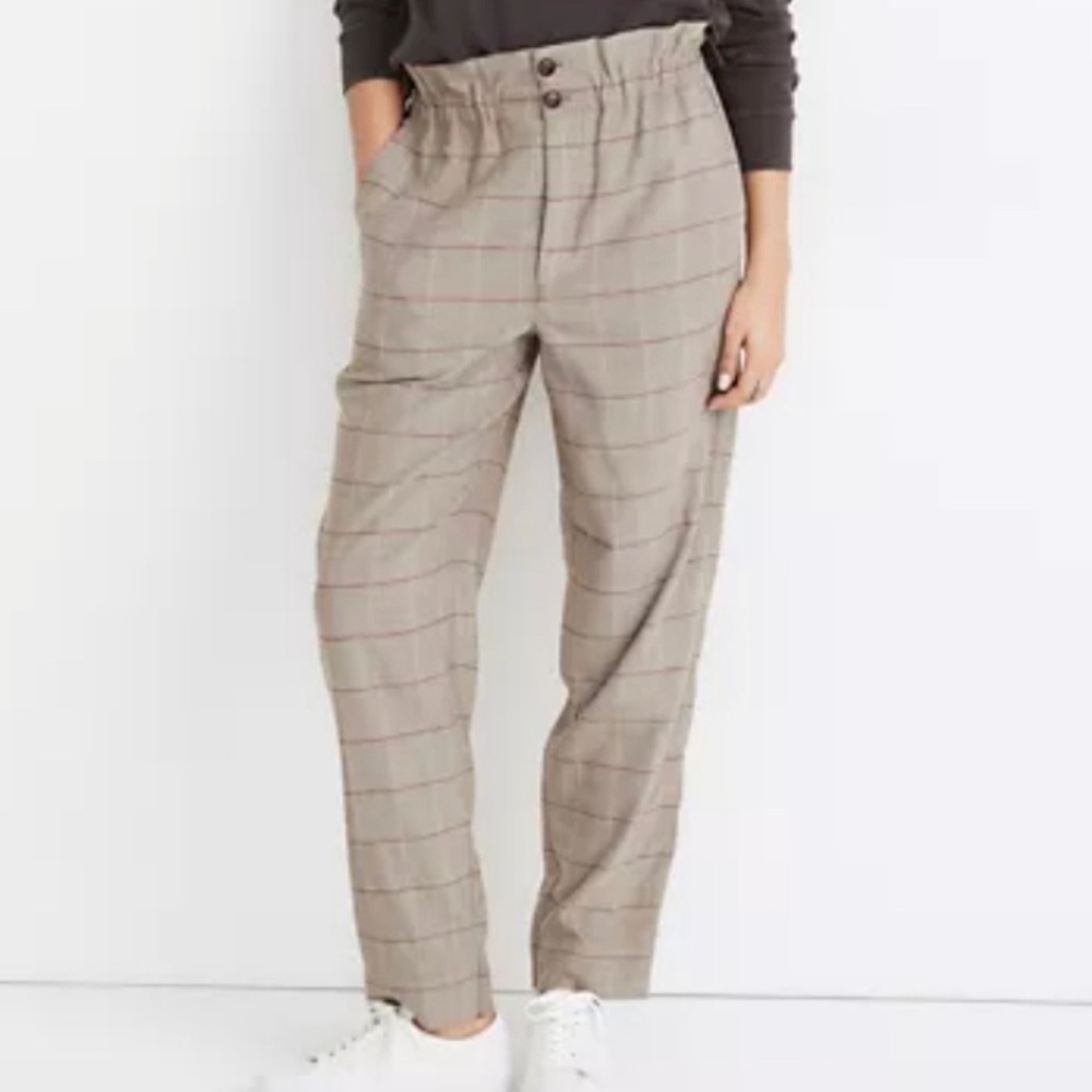 Madewell Paperbag Trousers Plaid Size 10